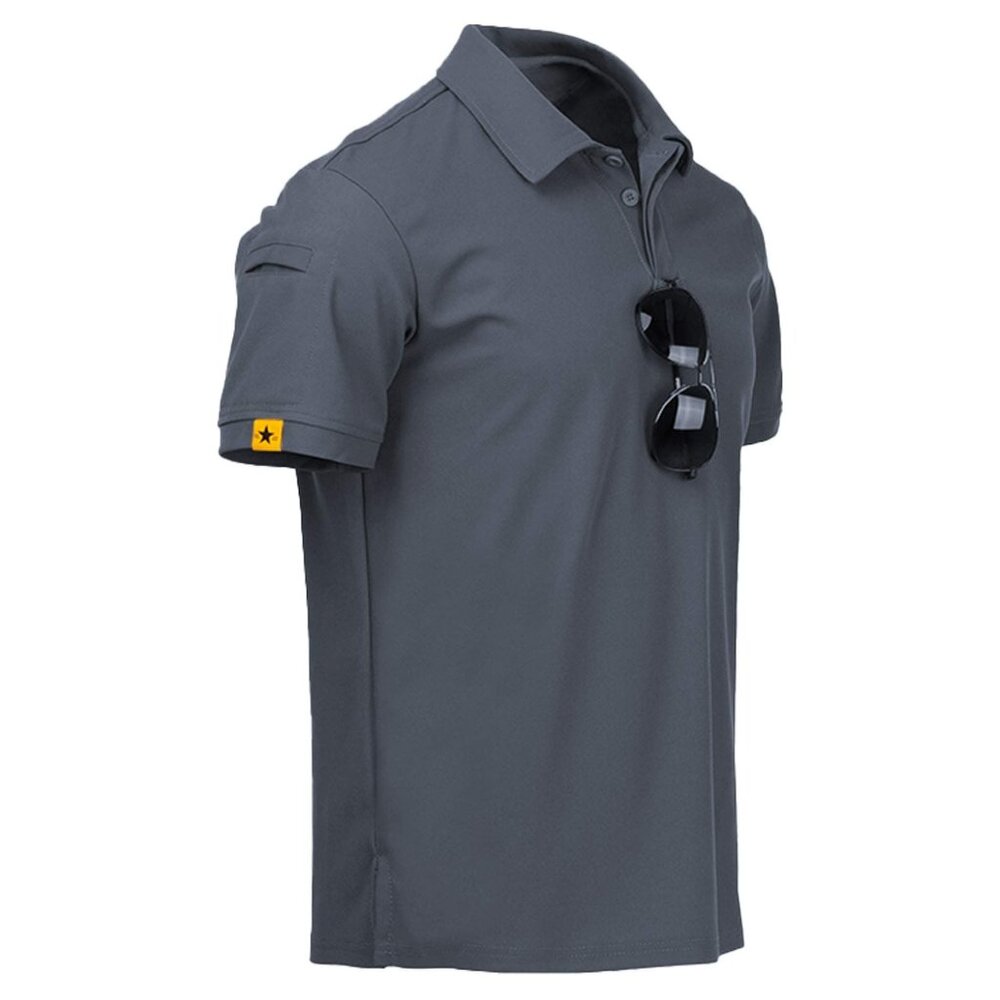 ZITY Mens Polo Shirt Cool Wicking Short Sleeve Large Gray